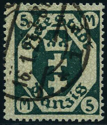 5 M Freimarke 1922 mit liegendem (statt stehendem) Wz.2 Y, ...